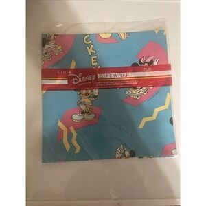 Vintage Disney Mickey Minnie Mouse Roller Skate Gift Wrap 2 Sheets Cleo 90 Retro